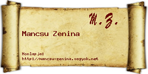 Mancsu Zenina névjegykártya